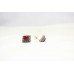 Flower Stud Earrings Silver 925 Sterling Women Red Onyx & Marcasite Stone E234